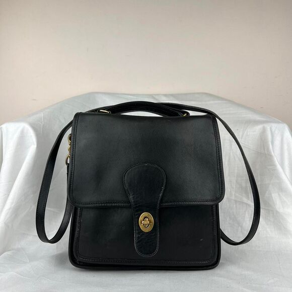 Coach Handbags - COACH Vintage Black Leather Station Crossbody Bag USA